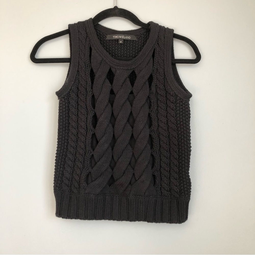 Timo Weiland Cable Knit Sweater Vest Black XS
